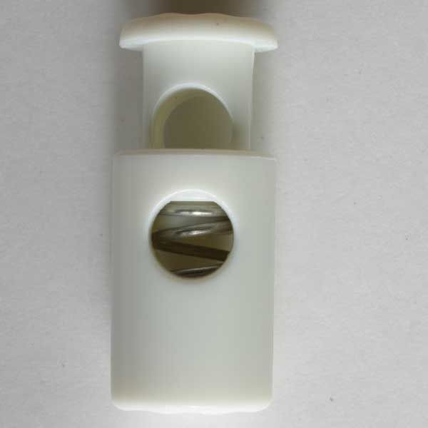 KORDELSTOPPER RUND MIT FEDER - GRÖSSE: 23MM - FARBE: WEISS