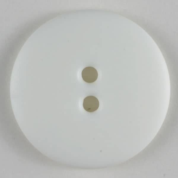 MODEKNOPF SCHLICHT, MATT, 2 LOCH - GRÖSSE: 23MM - FARBE: WEISS