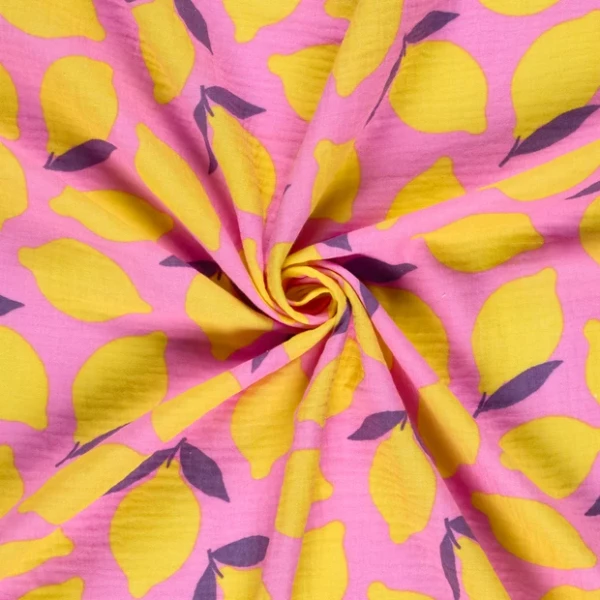Musselin Lovely Lemon Dunkelrosa – Double Gauze
