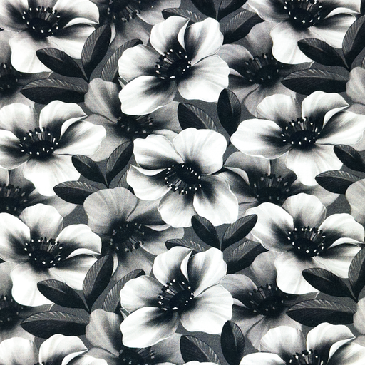 Jersey-Digital, Schwarz Weiß Gedruckte Blumen