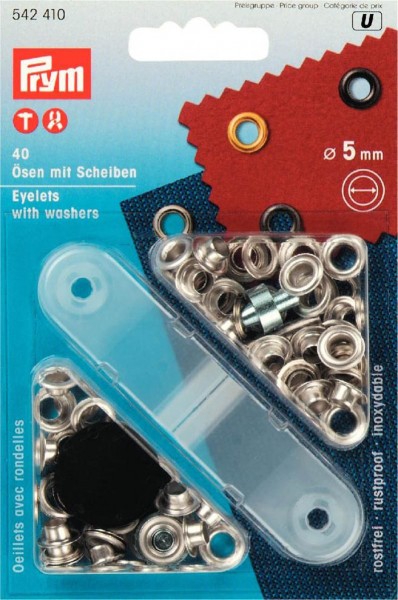 Ösen und Scheiben, 5,0mm, silberfarbig