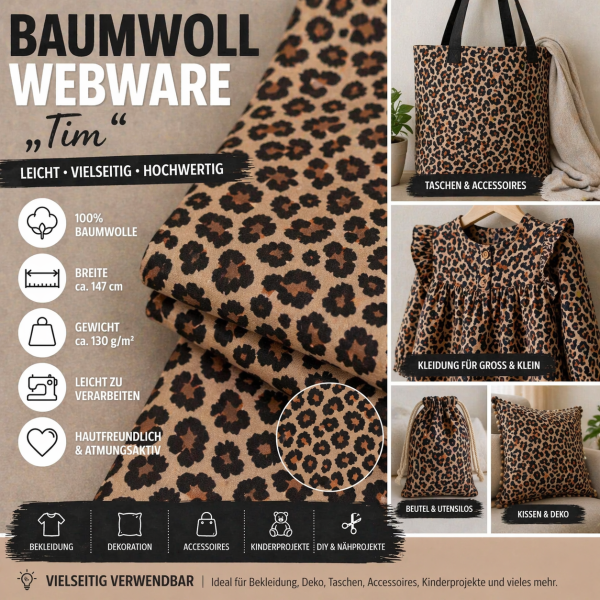 Swafing Baumwoll Webware „Tim“ – Leichte Baumwolle mit Motiv, 147 cm breit
