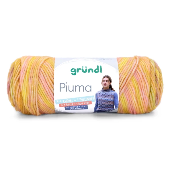 Piuma Multicolorgarn von gründl-Honiggelb-Orange-Rose