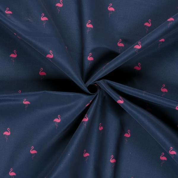 Badeshorts Stoff Recycelt Wasserabweisend Digitaldruck Flamingos Königsblau