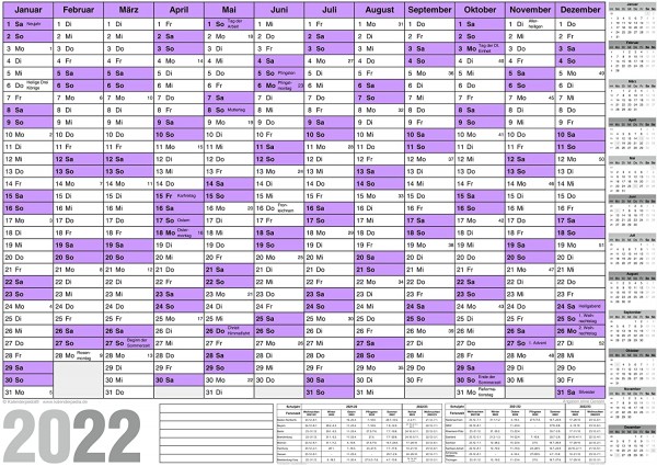 Wandkalender 2022 Lila/ Violett-A1-Größe 80 x 60 cm-140g/m² Papier-gerollt-Jahresplaner-XXL