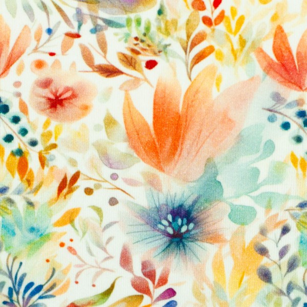 Baumwolljersey bedruckt FLORA Bunte Blätter von Swafing