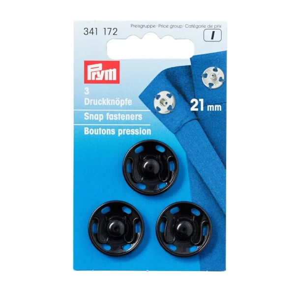Annäh-Druckknöpfe, 21mm, schwarz