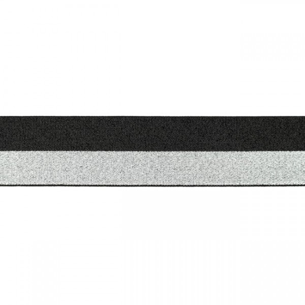 Gummibänder-40 mm-Glitzer-Schwarz-Silber