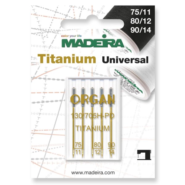 Nähmaschinennadel: Universal Titanium: Größen: 2 x 75/11, 2 x 80/12, 1 x 90/14