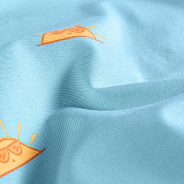 Baumwolle Jersey Stoff bedruckt Sonnen Aqua