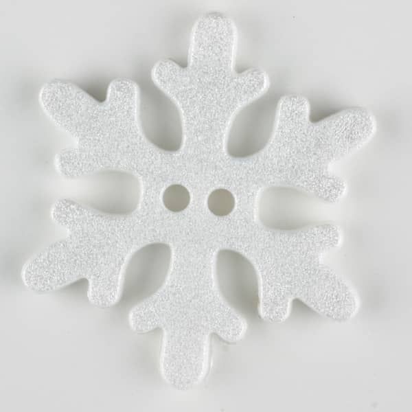 KINDERKNOPF WUNDERSCHÖNE SCHNEEFLOCKE - GRÖSSE: 20MM - FARBE: WEISS