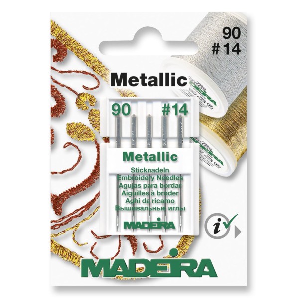 Nähmaschinennadeln: Metallic-Stickerei: 5 x Größe 90/14