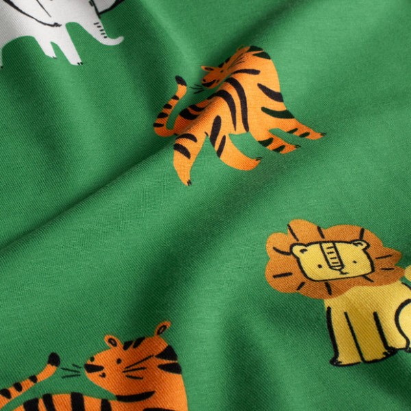 Baumwolle Jersey Stoff bedruckt Tiger Grün