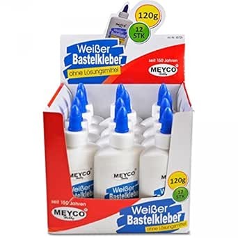 Meyco Bastelkleber 12 x 120 g weiß – für Papier, Holz, Filz & Textil