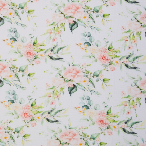 Musselin bedruckt THEA Blumen Rosa von Swafing