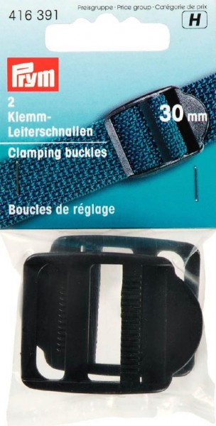 Klemm-Leiterschnallen, 30mm, schwarz