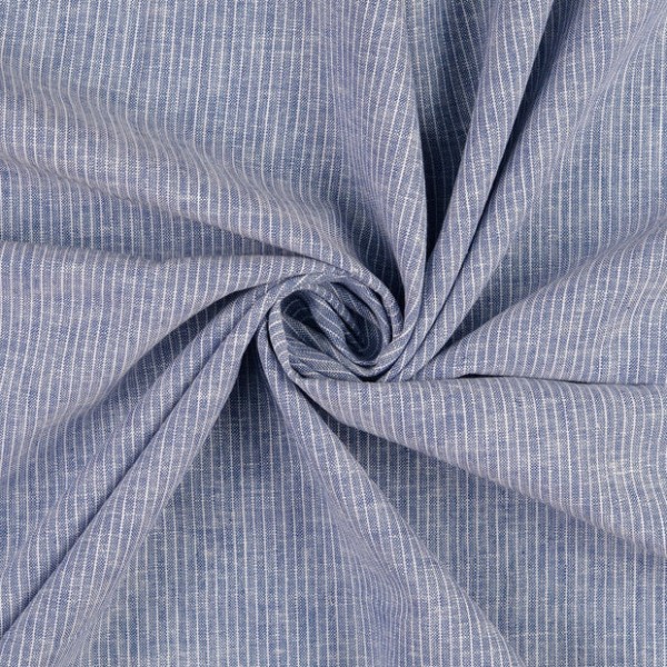 Leinenstoff Kleine Streifen Royalblau