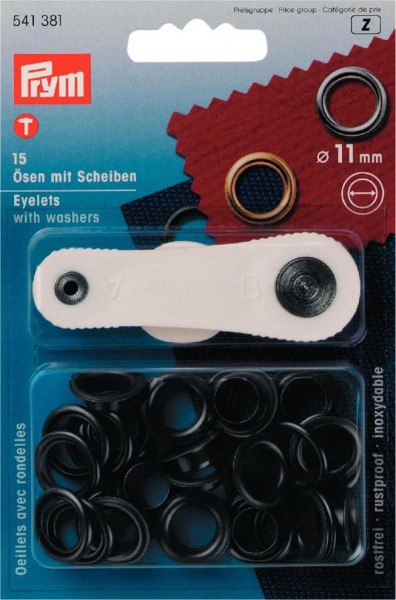 Ösen und Scheiben, 11,0mm, brüniert