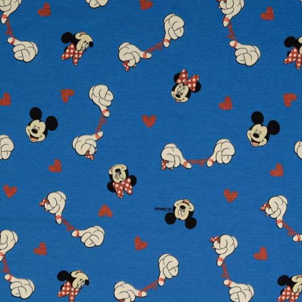 Baumwolljersey Glitter Bedruckt Mickey und Minnie
