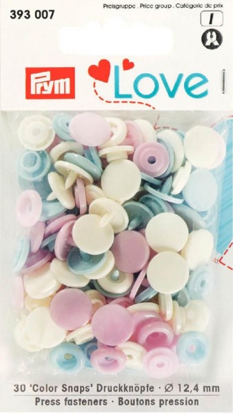 Druckknopf Color Snaps, Prym Love, 12,4mm, rosa/hellblau/perle