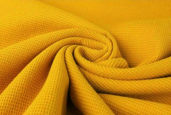 Waffelpique Editha Mini ocker – Strukturstoff für Baby & Deko