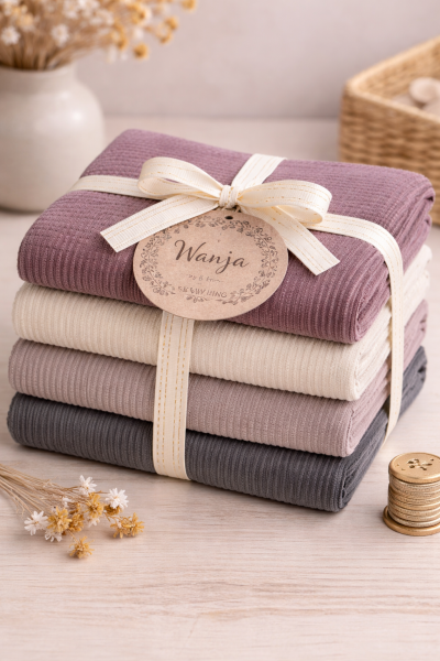 Wanja Cord Samt Stoffpaket von Swafing – 4 harmonische Farben – Breitcord Meterware