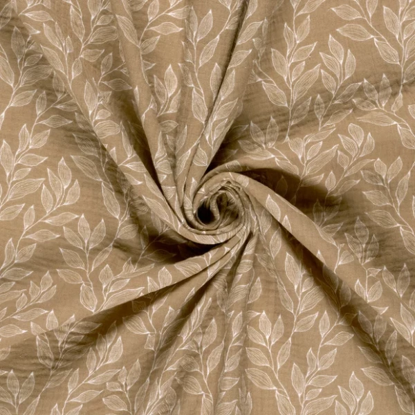 Musselin Blumen – Double Gauze Beige