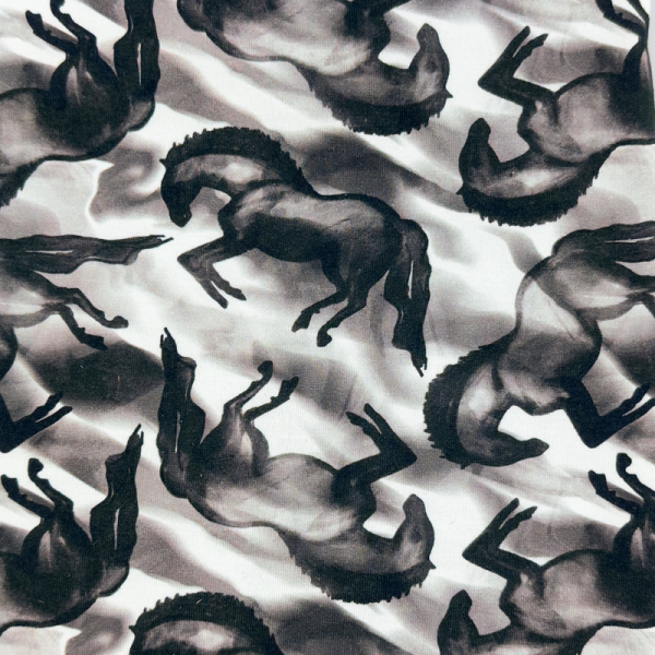 Jersey-Digital, Gedrucktes Schwarz Weißes Pferde Muster