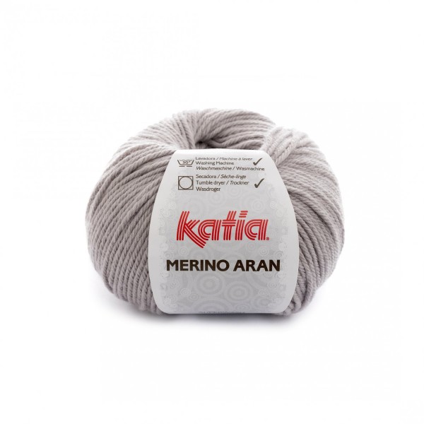Merino-Aran-Wolle-Hellgrau