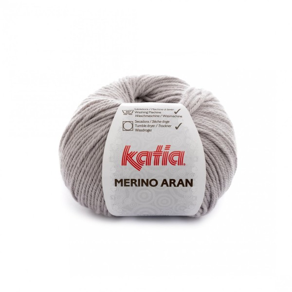 Merino-Aran-Wolle-Hellgrau