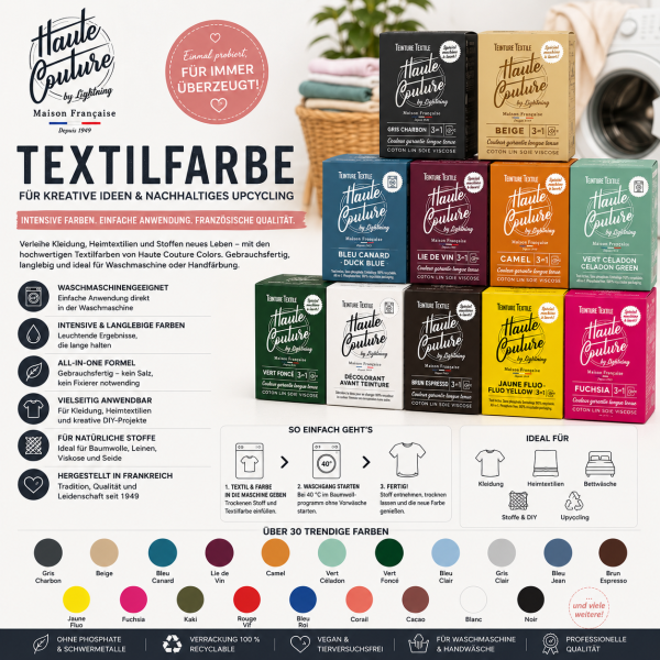 Haute Couture Colors Textilfarbe – Waschmaschinenfarbe für Baumwolle, Leinen & Viskose