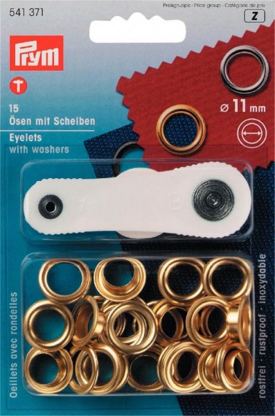 Ösen und Scheiben, 11,0mm, goldfarbig