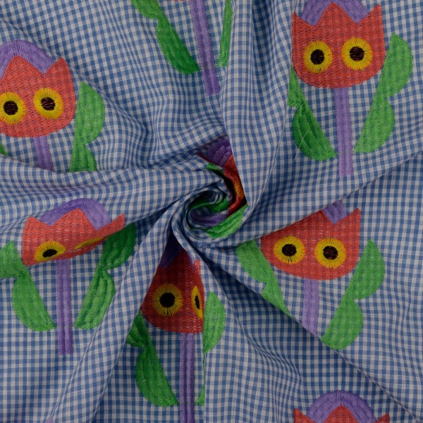 Baumwoll-Popeline mit Stickerei Blumen – 100 % Baumwolle