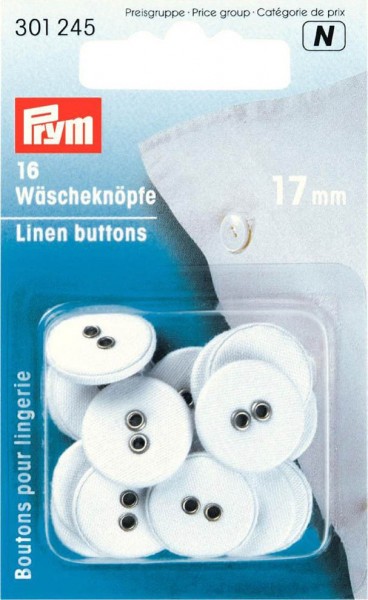 Wäscheknöpfe "Leinen", 17mm, weiß