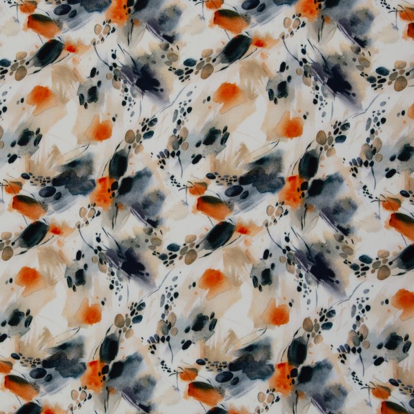 Viskose bedruckt JILL Muster Orange/Blau/Beige von Swafing