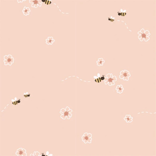 Baumwolljersey Bedruckt Hellpinkes Bienenmuster