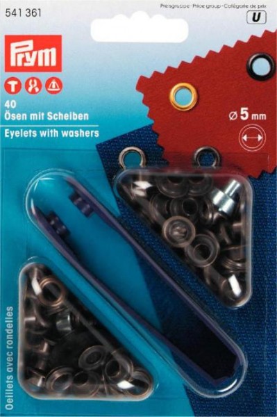 Ösen und Scheiben, 5,0mm, altmessing