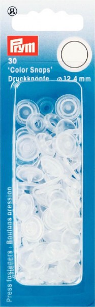 Nähfrei-Druckknöpfe "Color Snaps", rund, 12,4mm, transparent glänzend
