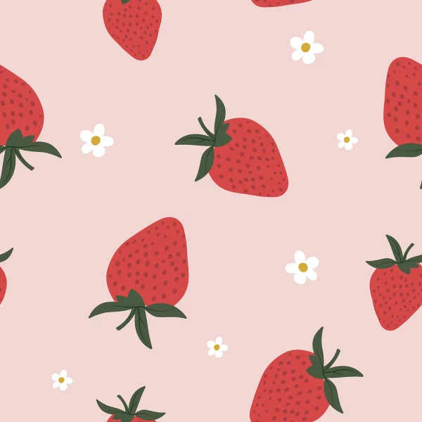 Strandtuch Stoff bedruckt Erdbeeren Helles Pink