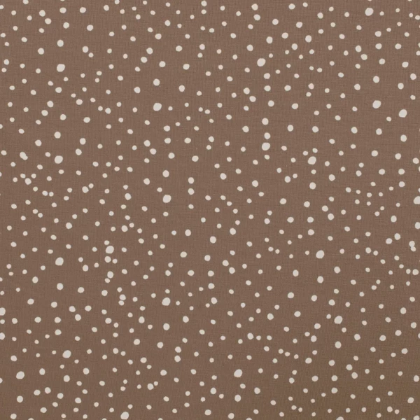Baumwolle Jersey Stoff bedruckt Punkte Taupe