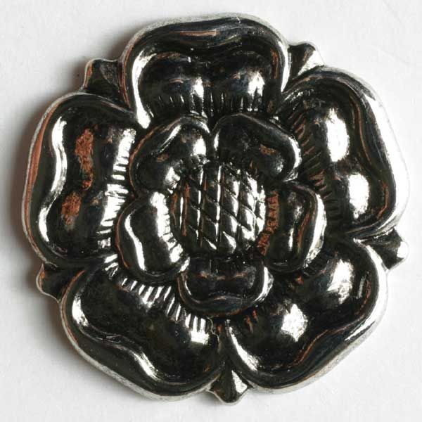 ROSENKNOPF, VOLLMETALL - GRÖSSE: 19MM - FARBE: ALTSILBER