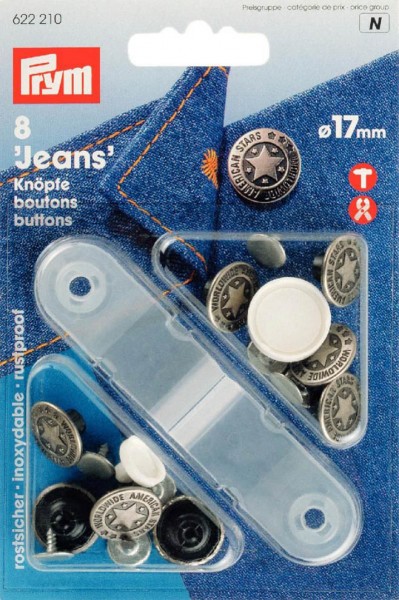 Nähfrei-Jeans-Knöpfe, American Star, 17mm, altsilber