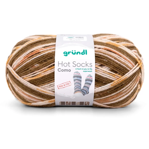 Hot Socks Como 6-fach von gründl-Kürbis-Camel-Walnuss-Weiß