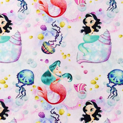 Baumwolle Popeline, Meerjungfrauen Muster