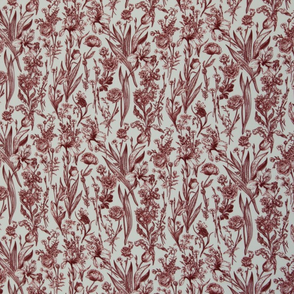Viskose bedruckt JILL Beige Burgundy Blümchen von Swafing
