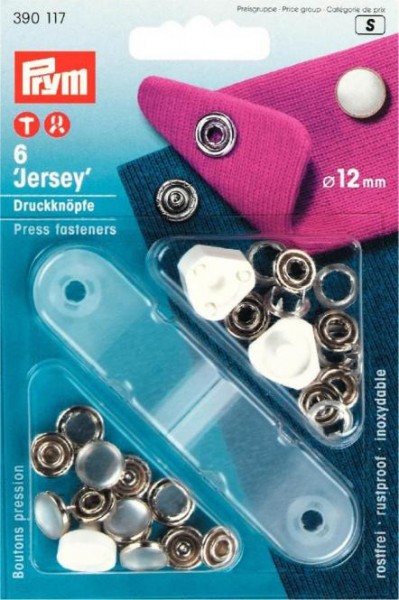 Nähfrei-Druckknopf "Jersey", Perkappe, 10mm, silberfarbig