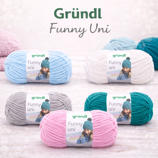 Gründl Funny Uni 100g – Effektgarn mit Fransen, weich & flauschig, Trendgarn