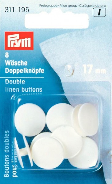 Wäsche-Doppelknöpfe, 26'', 17mm, weiß