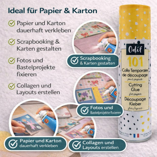 ODIF Sprühkleber 101 250 ml – permanenter Papierkleber Spray für Basteln, Scrapbooking & DIY