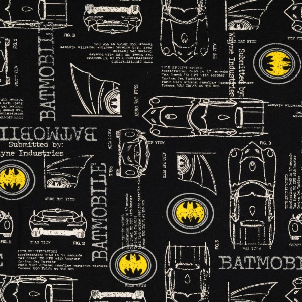 Baumwolljersey Bedruckt Batman Batmobil